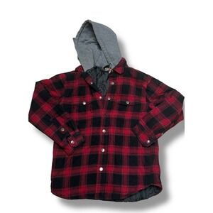 Craftsman - ‎ Red buffalo Hooded Plaid Snap Button Insulated Work Jacket - Sz M